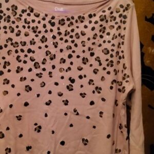 Croft & Barrow with Cheetah / leopard Print Long Sleeves  Top NWOT Size S